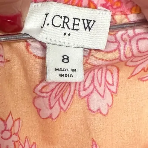 J. Crew Factory Scoop Neck Orange with Pink Floral Dress Size 8