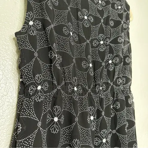 Dress Barn Y2K Vintage  Ruched Black Floral Sleeveless Blouse size large