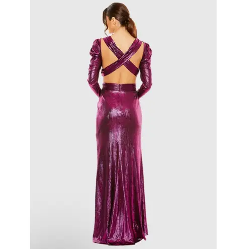Mac Duggal NWT IEENA Princess Sleeve Cut Out Metallic Gown 27060 Sz 6 $498