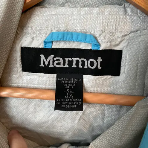 Marmot Waterproof Hooded Rain Jacket Blue Lightweight Outdoor Size Women's XL