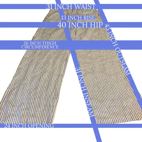 Tahari BLUE & WHITE STRIPED LINEN WIDE LEG TROUSERS (10)