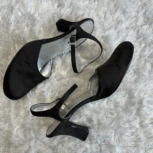 Unlisted Black Mary Jane Heels Fabric Covered Sz 10