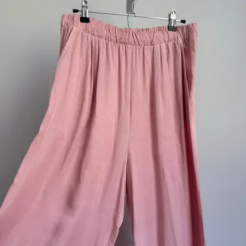 Stateside Wide Leg Lounge Pants Elastic Waist Pockets Pink Size M