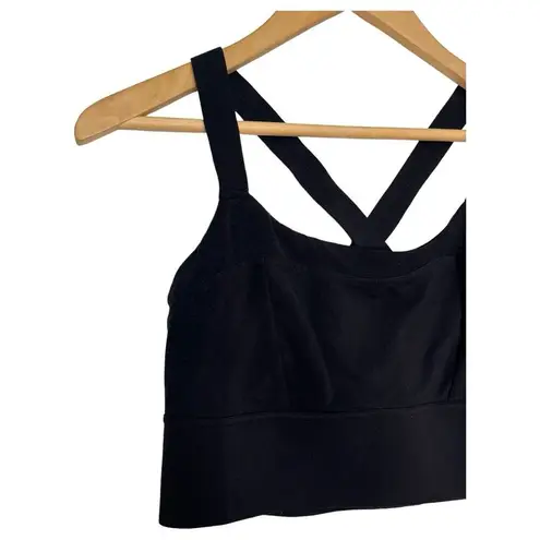 Athleta  Top Womens M Sports Bra Formation Longline Workout Criss Cross Black