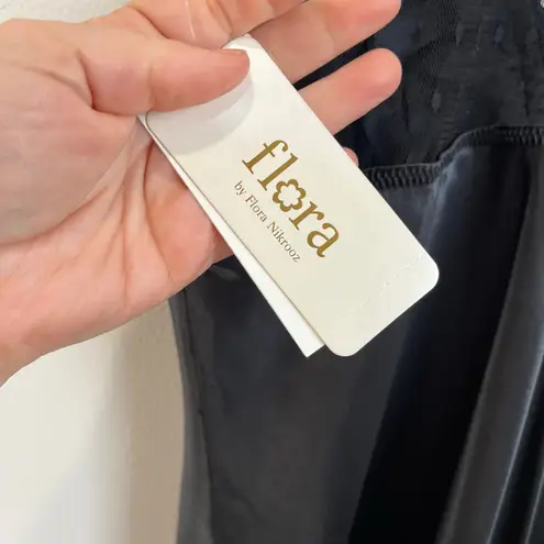 Flora Nikrooz Stella Slip Dress Black Satin Lace Trim Whimsigoth L NWT Elegant Size L