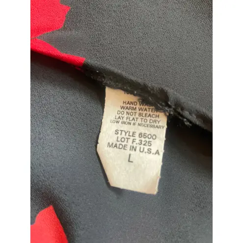 Vintage 90's Jouly Moody Floral Midi Wrap Skirt Black Red Romantic Whimsy Goth L Size L