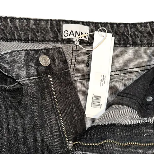 Ganni NWT Washed Denim High Waisted Black Jeans in Phantom 30