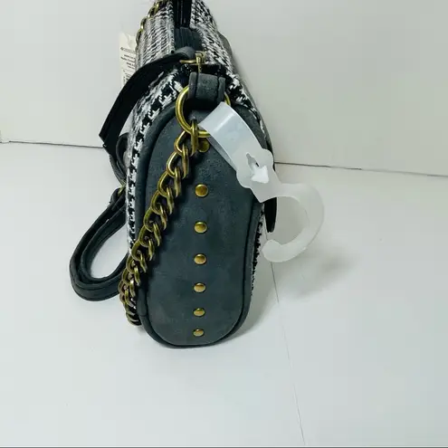 Classic Houndstooth Leather Purse New Gray