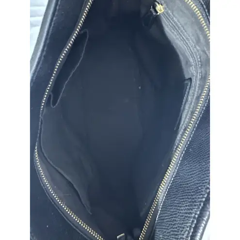 Coach  Black Crossgrain Leather Zip Top Tote Bag #F35204