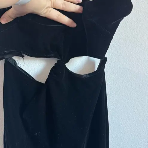 STAUD Black Velvet Sequins Halter Cut Out Maxi Dress Size: S