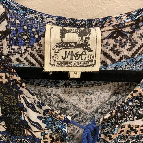 Jaase Anthropologie Boho Hippie Printed Babydoll Mini Dress