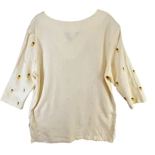 Vintage Charles Keath Tunic Top Womens L Yellow Linen Blend Pineapple Tropical Size L