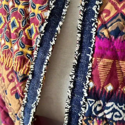 Ruby Rd   Womens Jacket Blazer  Open Front Yellow/Orange/Pink Quilted