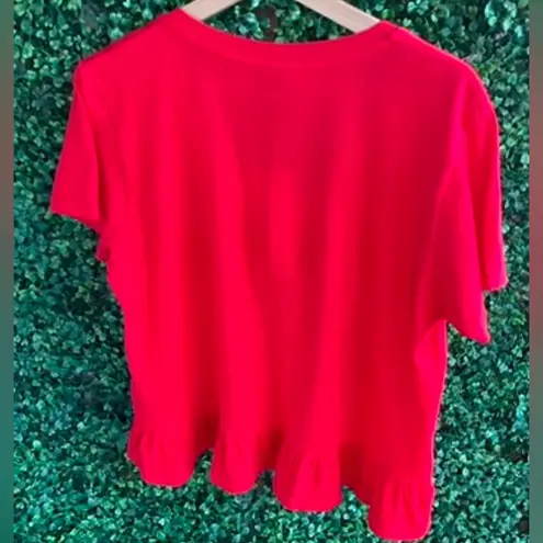 Bobi - Short Sleeve T-Shirt - Cotton - Slight Crop - Ruffle Hem - NWT - Large