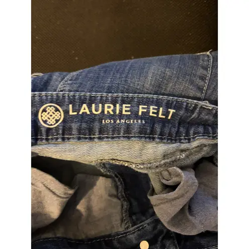 Laurie Felt Los Angeles Denim Jeans Embroidered Floral Design Women's 10 Blue