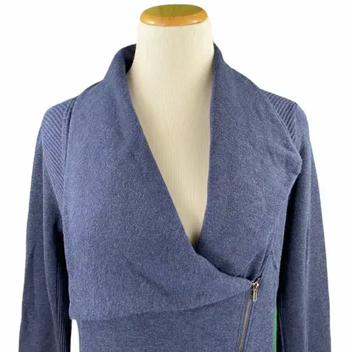 H by Bordeaux Navy Fleece Zip Up Sweatshirt Moto Jacket