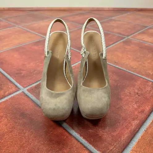L.A.M.B. Suede Leather Slingback Peep Toe Heels Size 7M