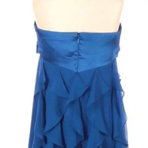 XScape Strapless Blue Ruffle Baby Doll Cocktail Dress 6 Wedding Coquette Flirty 