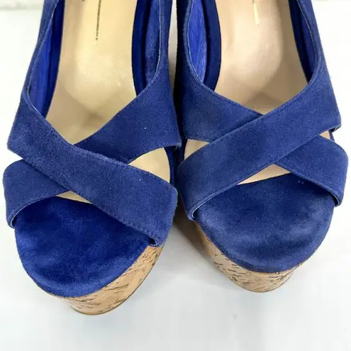 DOLCE VITA Women’s Jill Open Toe Slingback Wedge Sandal Suede Blue Size 10