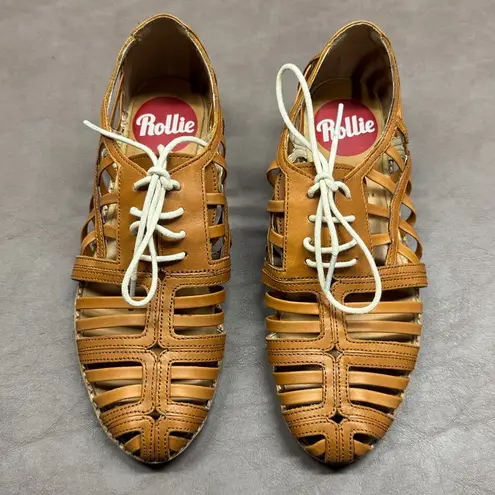 Rollie Nation Tan Leather Derby Cage Lace Up Shoes Size 7
