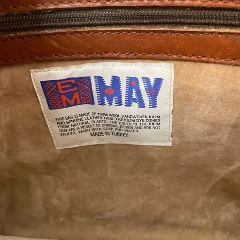 EM MAY Turkish Kilim Wool Handbag Crossbody Messenger Bag Purse Unique Suede Brown