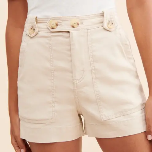 Maeve By Anthropologie High Rise A Line Beige Linen Blend shorts size 4