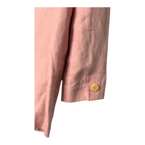 Carole Little Petites Linen Blazer Silk Lined Career Jacket Pink Women Size 12 Size 12P