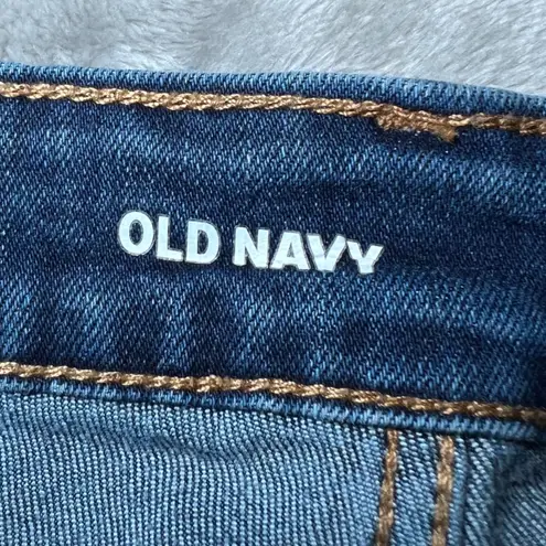 Old Navy  Power Slim Straight Blue Jeans Womens 6 Distressed Mid Rise Rips Casual