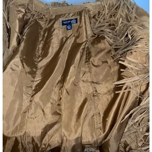 100% Leather Suede Blazer Fringe Jacket Women’s 26/28 Brown