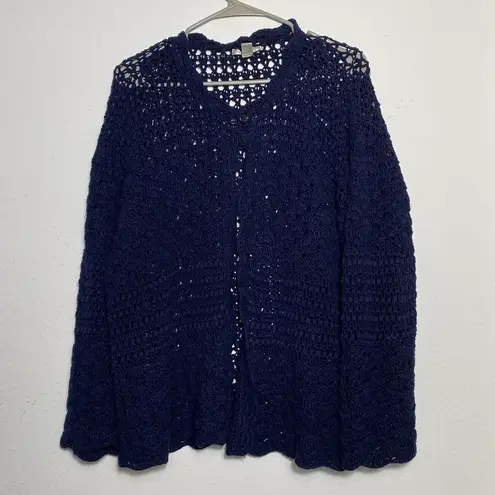 Coldwater Creek  Blue Loose Knit Cardigan Sweater