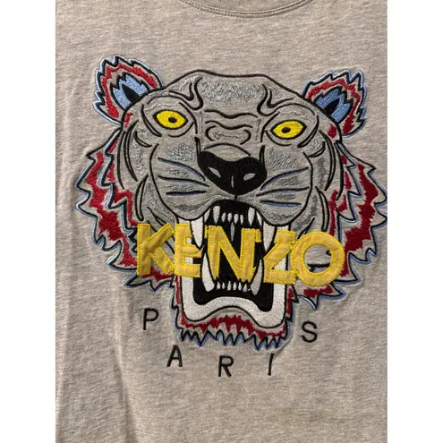 KENZO Paris Tiger Head Embroidered Gray Short Sleeve T