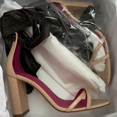 Oscar Tiye Heels Womens 36.5 5.5 US Nude Lara Wrap Ankle Leather REVOLVE Tan