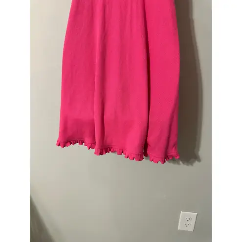 Future Collective Alani Noelle Pink Ribbed Ruffle Spaghetti Strap Mini Dress Med