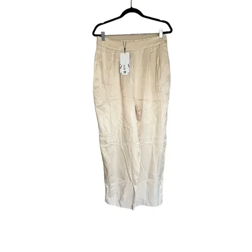 ZARA NWT  SATIN RELAX FIT JOGGERS PANT BEIGE LARGE BLOGGERS FAV POCKETS