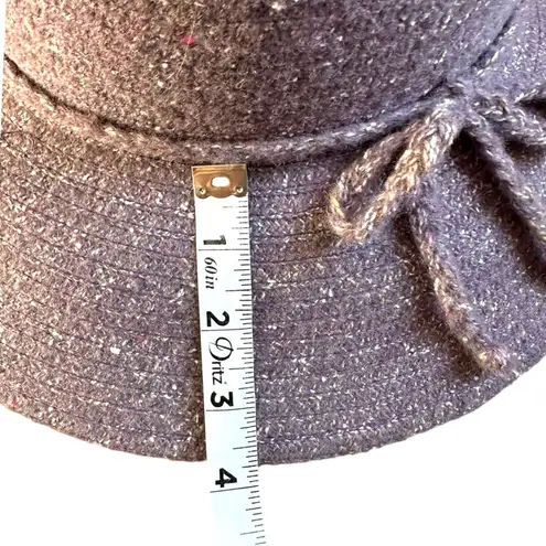 Cloche Hat Purple Fedora Cap Wide Brim Wool Felt Bow Knot Hat