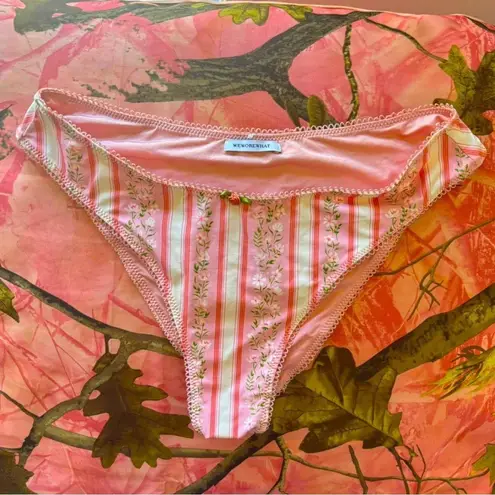We Wore What pink striped rose print bikini set of 2