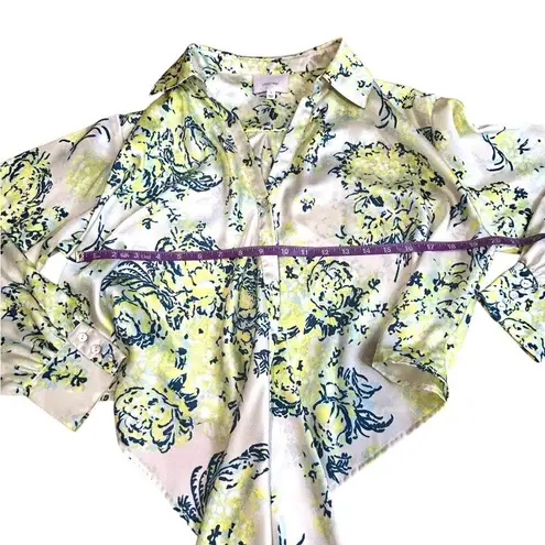 Cinq à Sept Marianna Bouquet-Print Cropped Shirt Blue White Green Size Small