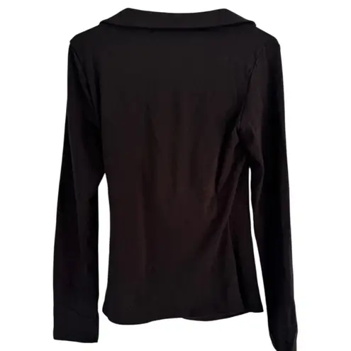 NWT OGL Collared Surplice Top ProWarm Eco Mousse Black Size Medium