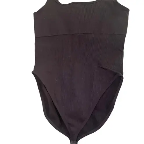 Ribbed Sleeveless Stretch Fit Bodysuit Black Size XXL