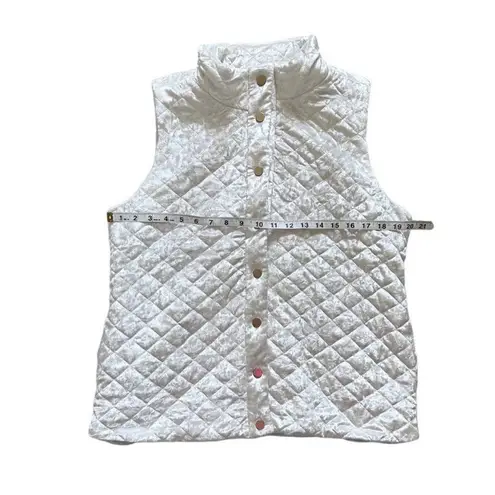 Charter Club Quilted Velvet Outdoor Gold Snap Closure Vest White Size Medium