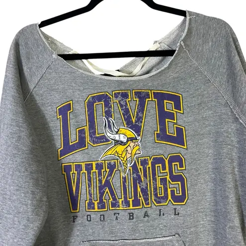 NFL NWT  Minnesota Vikings Sweatshirt Womens L Gray Off The Shoulder Oversized