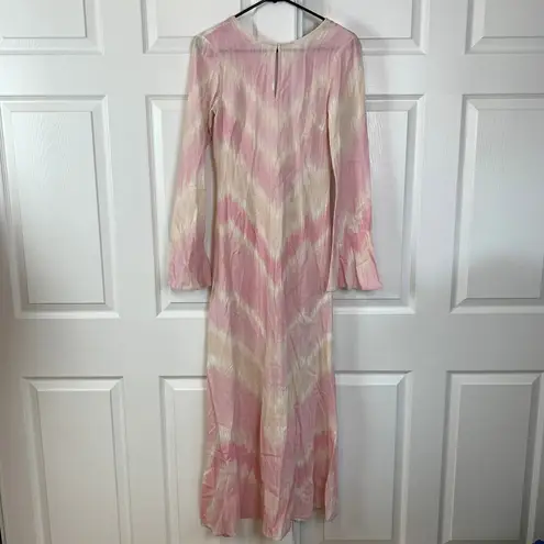 NWT The Wolf Gang Ames Keyhole Linen Blend Maxi Dress Blush Pink Size XS