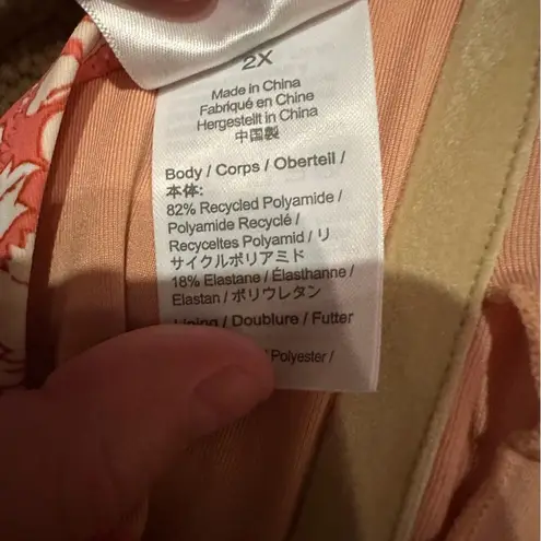 J.Crew  O-Ring Bandeau Bikini Swim Top in Tossed Pink‎ Floral Sz 2X NEW