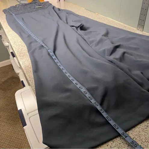 Adrianna Papell NWT  One Shoulder Lace Crepe Gown Dusty Blue Women’s Size 8