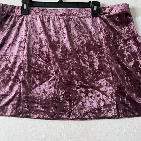 Abound Nordstrom Velvet Mini Skirt Plus Size 2X Plum Purple Crushed split side