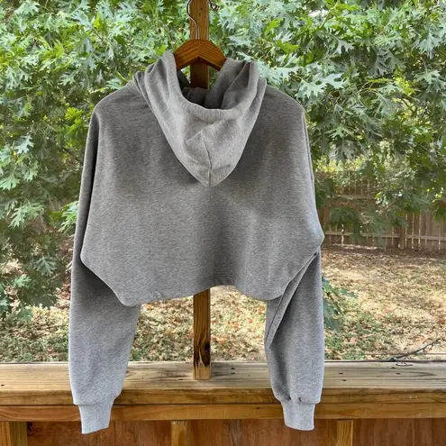For Love And ZY Studios Women's Cropped Grey Hoodie With Velour Lining Size S.