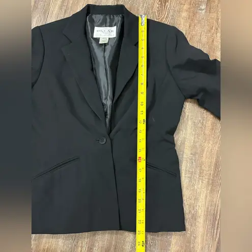 Oscar de la Renta  Vintage Black Button Blazer Jacket 4R Wool Blend Classic Work