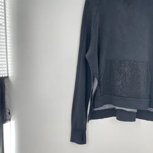 Butter Supersoft Women's Charcoal Gray Rhinestone Thumbhole Hoodie Size Large