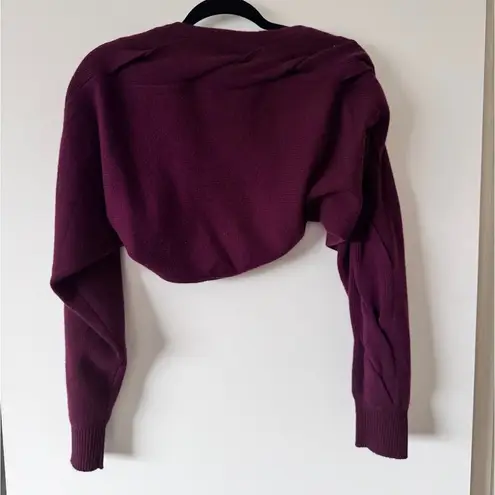 NWOT Halston Auden Wool Cash Cable Shrug in Merlot Size Medium Red