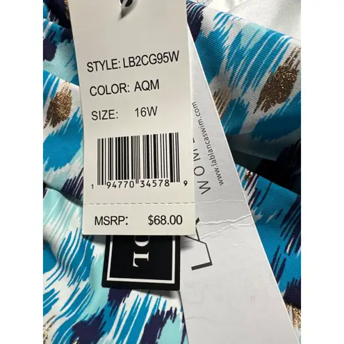 La Blanca Swim Bottom Tummy Control High Waist Blue Gold 16W